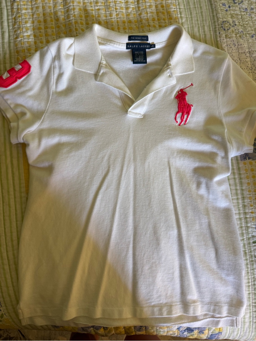 Women’s Big Pony Polo White & Pink